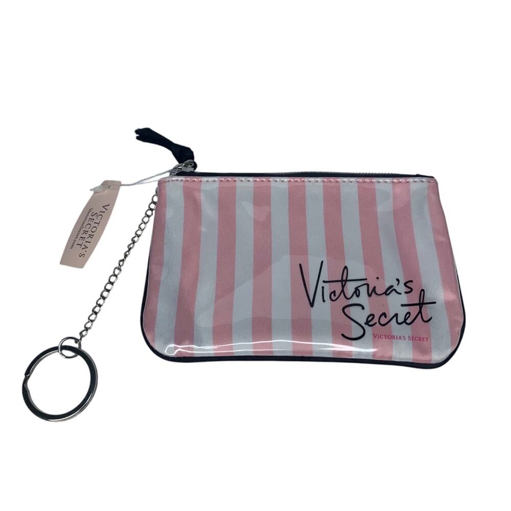Victoria's Secret NWT Striped Coin Purse with Key Chain - Picture 1 of 10